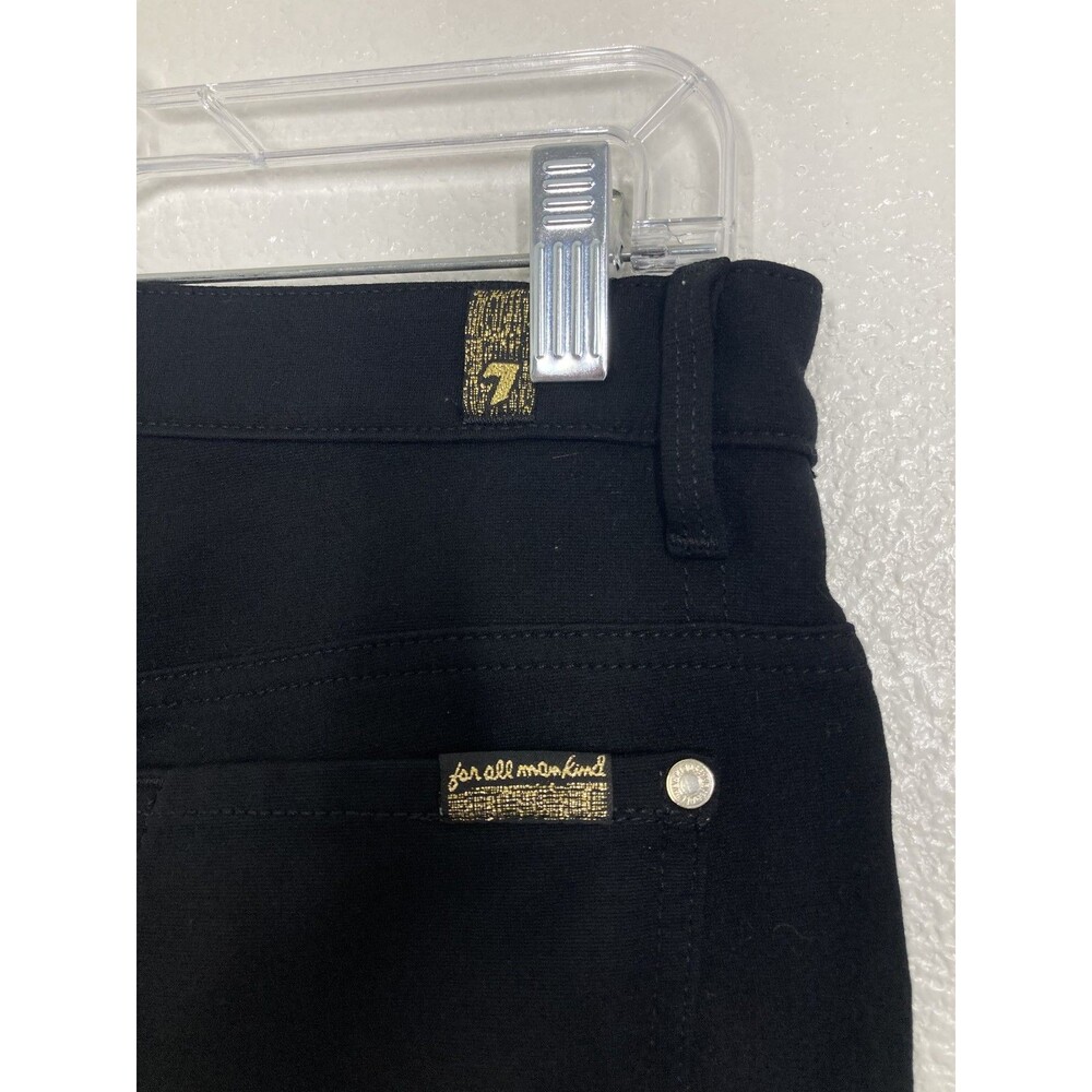 7 For All Mankind Pants Womens 27 Black Skinny Stretch Denim Gold Hardware USA - Picture 10 of 16